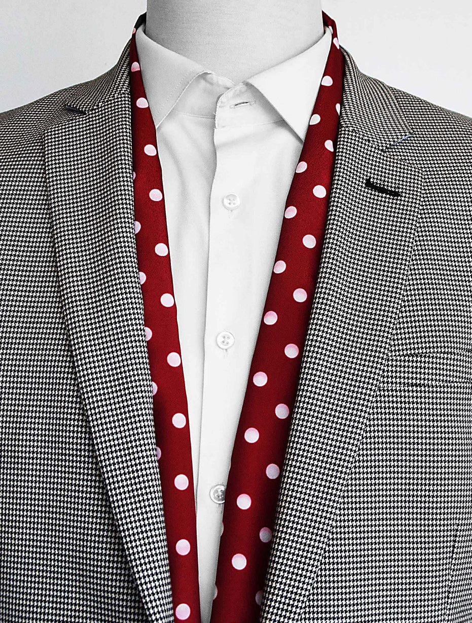 Maroon Dot Polka - Silk Men Scarf by Monzoro – view 7