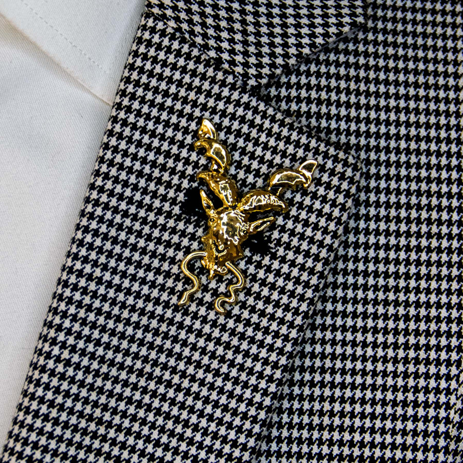 Antique Markhor - Bright Golden Lapel Pin