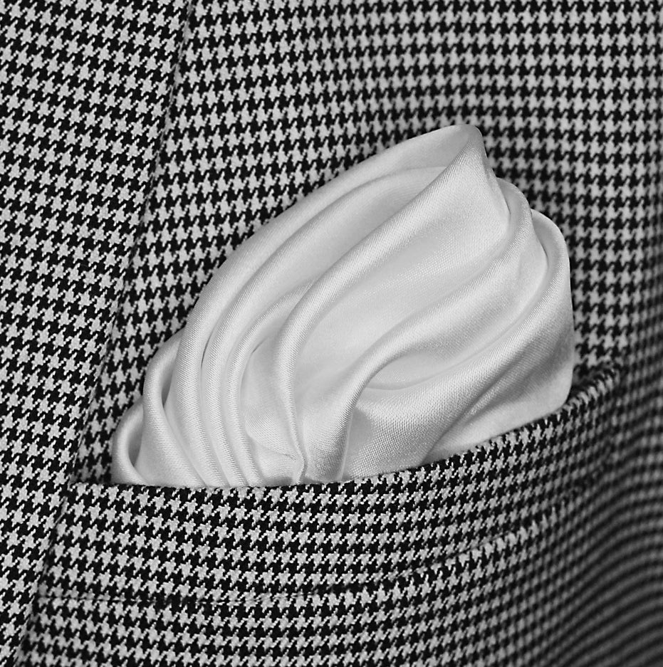 Pearl White Paradigm Silk Pocket Square by Monzoro – view 4