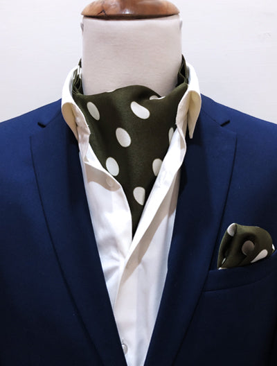 Forest Polka Silk Ascot & Pocket Square Set