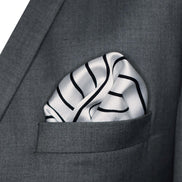 Sleek Black & White Stripes - Silk Pocket Square by Monzoro – view 5