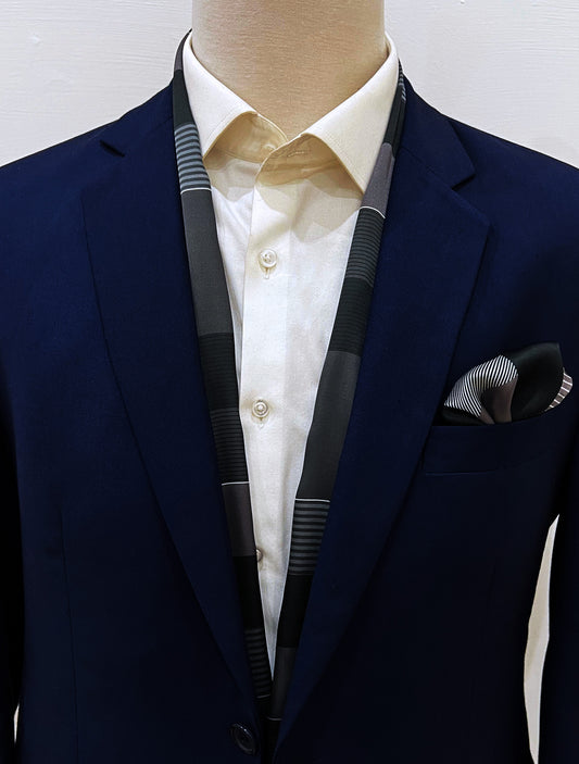 Black & White Abstract - Silk Scarf and Pocket Square Set