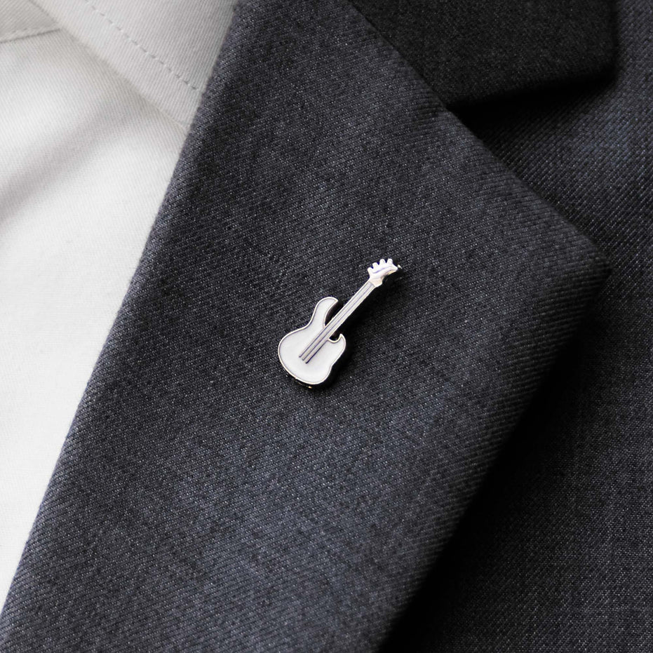 White Guitar Lapel Pin