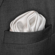 Pearl White Paradigm Silk Pocket Square by Monzoro – view 5