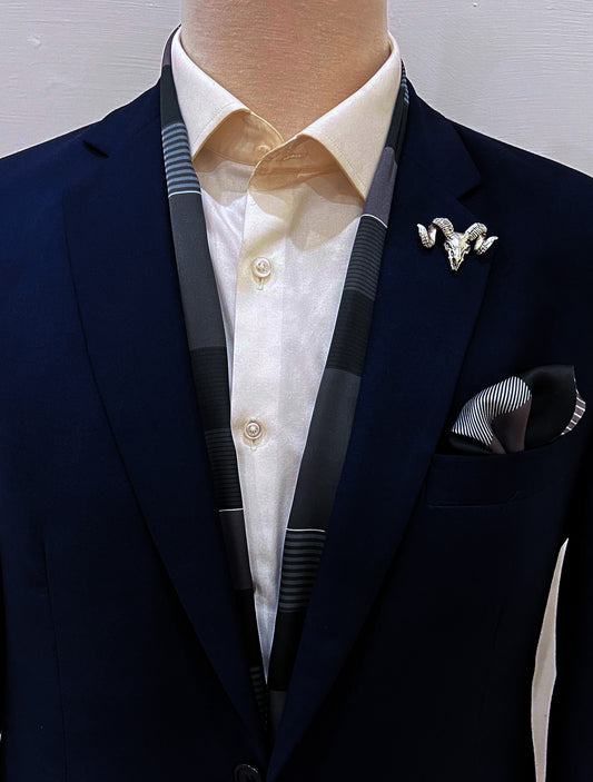 Black & White Abstract - Silk Scarf and Pocket Square Set