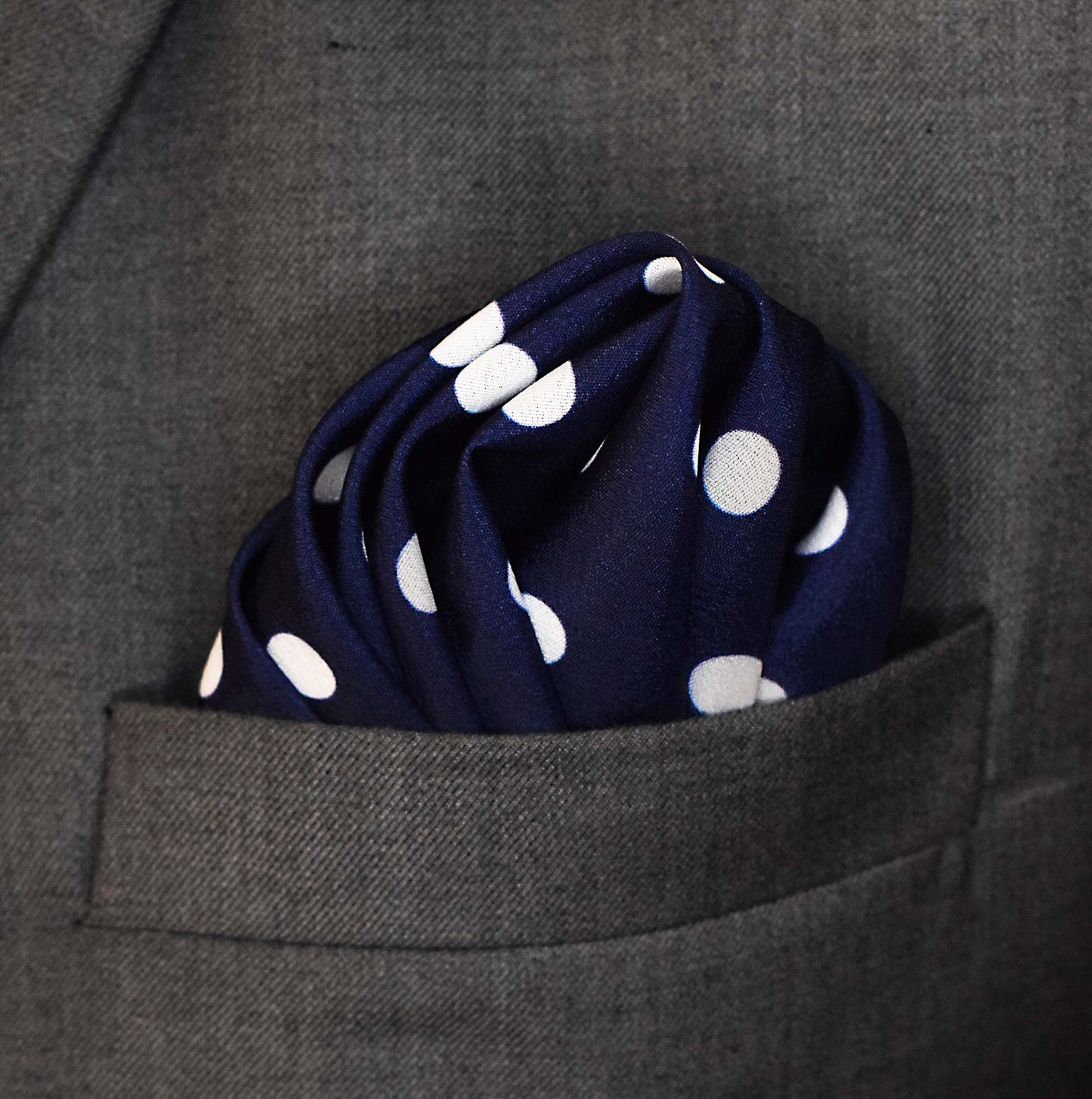 Blue Polka Drops - Silk Pocket Square