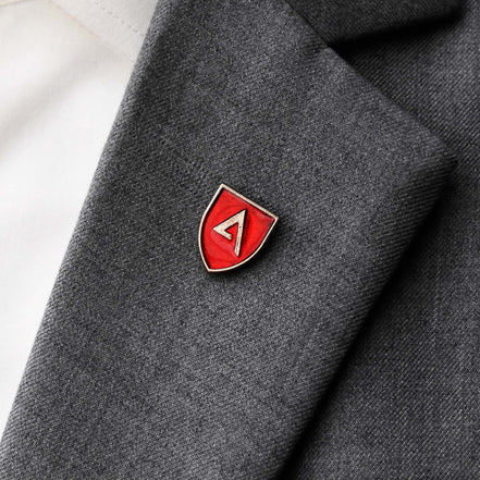 Classic Knight Shield Red and Gold Lapel Pin