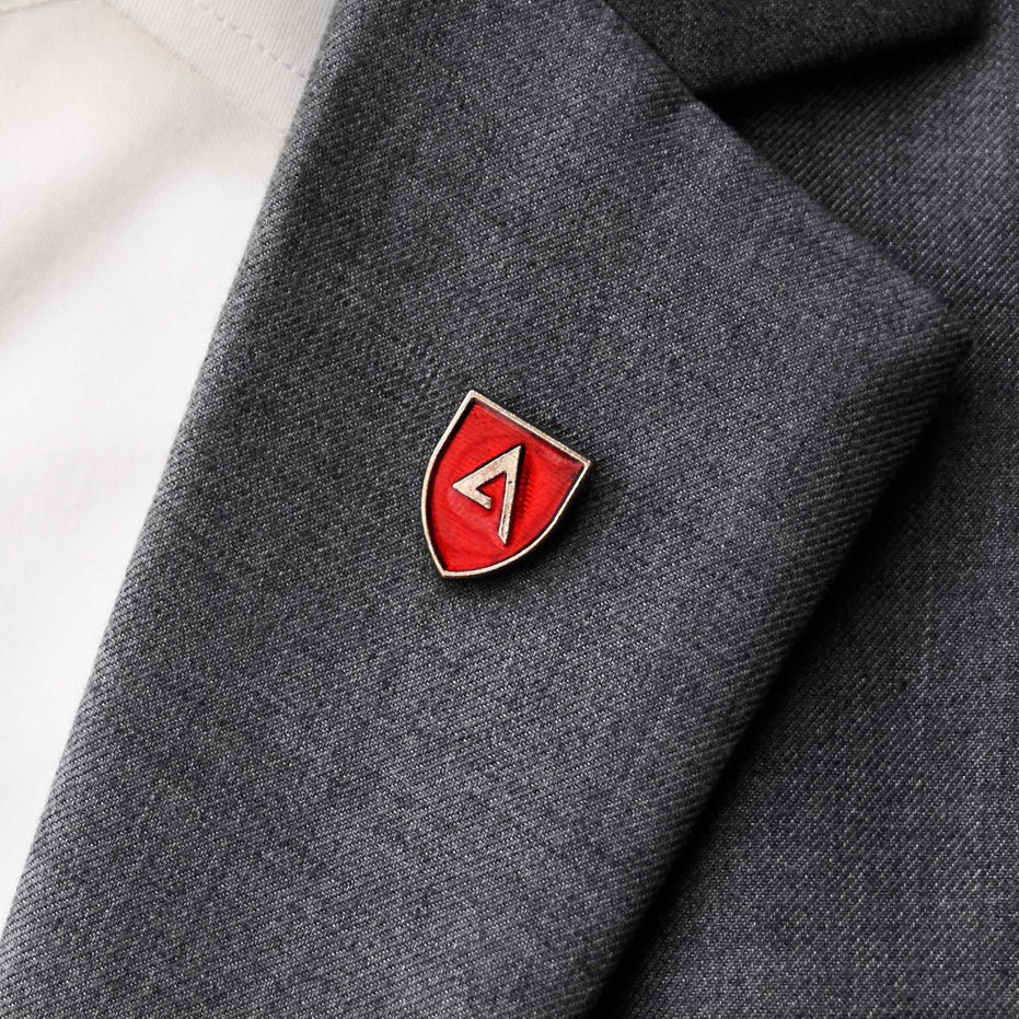 Classic Knight Shield Red and Gold Lapel Pin