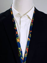 Navy Blue Paisley and Floral - Silk Men Scarves