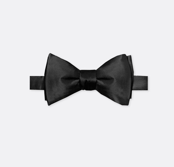 Solid Pirate Black double fold Bow Tie